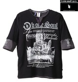 b-one-soul フェイク五分袖キーネックTシャツ