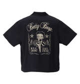 BETTY BOOP 刺繍ストレッチ半袖オープンカラーシャツ