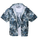 COLLINS メッシュボタニカル柄半袖フルジップパーカー+半袖Tシャツ
